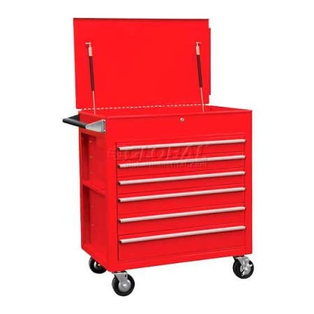 Sunex 34-1/2inW X 20inD X 39-1/2inH 6 Drawer Red Tool Cabinet W/ Clamshell Lid 8057